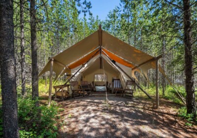 Under Canvas Glacier Safari Three Twin Tent Exterior