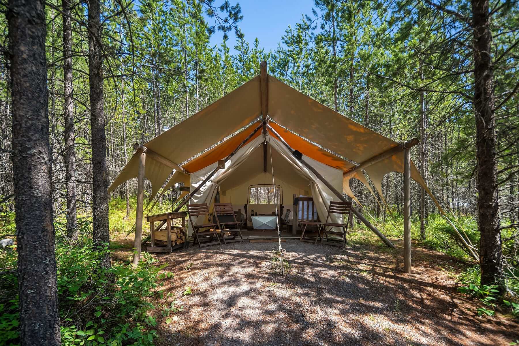 Under Canvas Glacier Safari Three Twin Tent Exterior