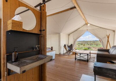 View of Sink in a Suite Tent at Under Canvas Grand Canyon