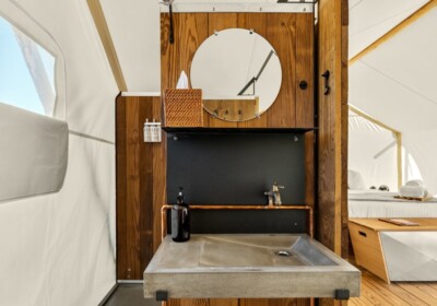 Suite Tent Ensuite Bathroom at Under Canvas Bryce Canyon