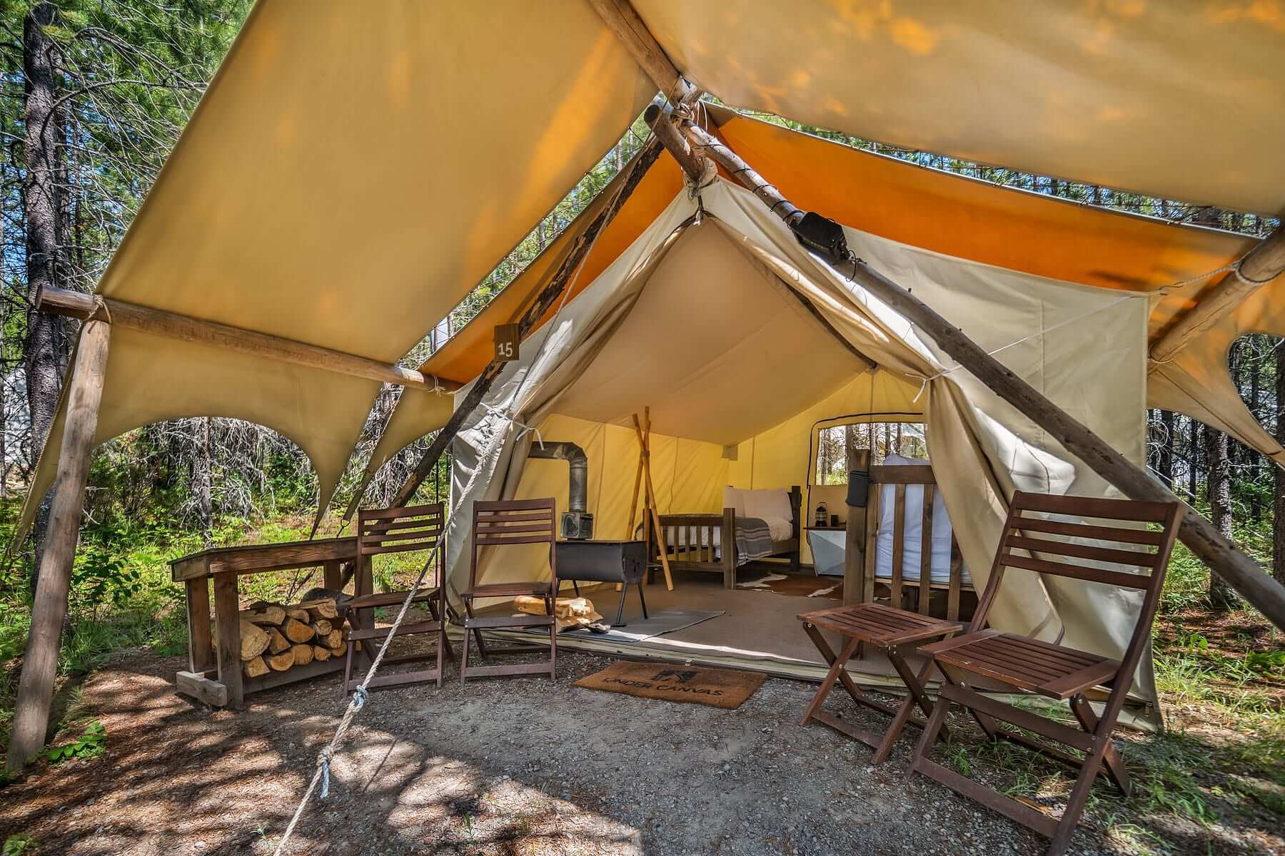 Under Canvas Glacier Safari Three Twin Tent Interior