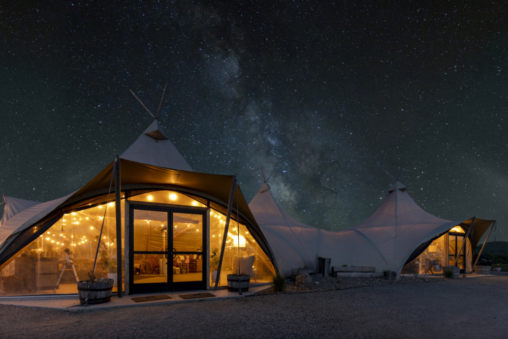 Under Canvas Yellowstone Lobby Tent under Milky Way
