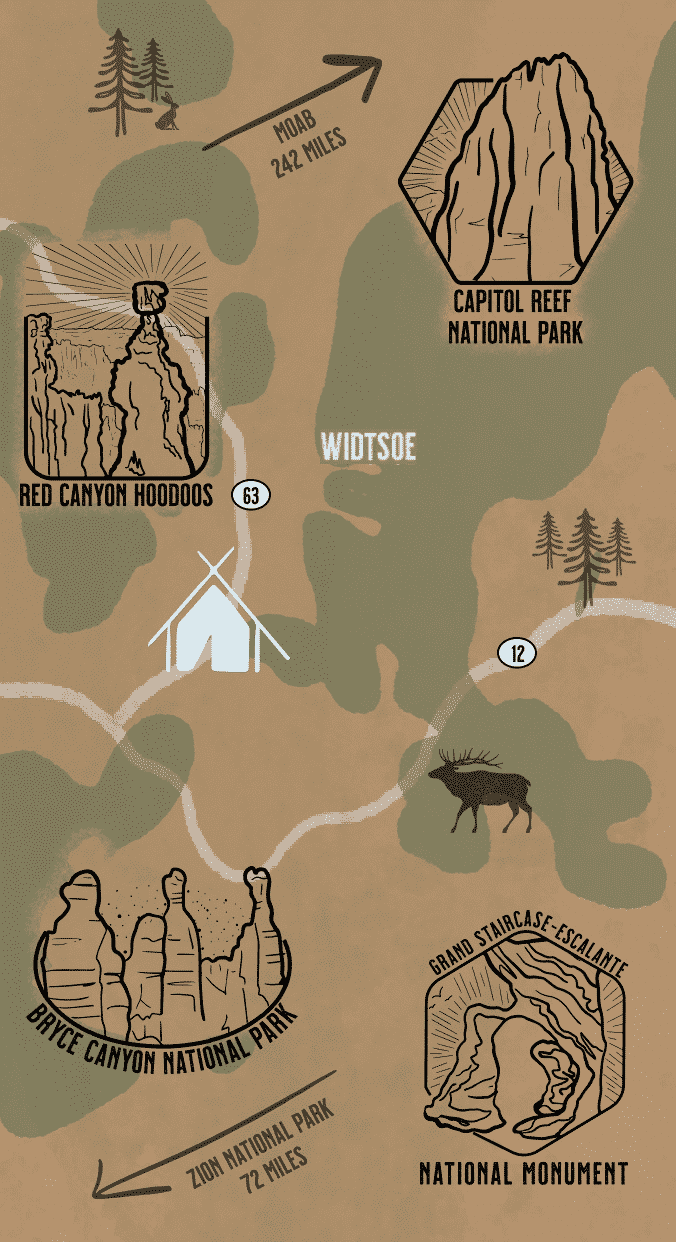Bryce Canyon - Illustrative map with national parks