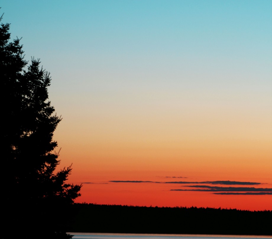 Sunset on bay in Maine
