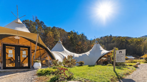 Lobby tent at Under Canvas Great Smoky Mountains