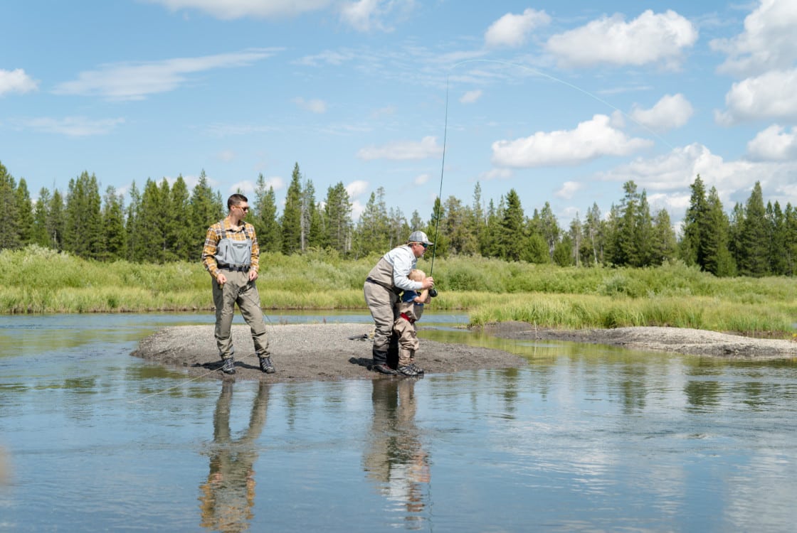 Image of two men fly fishing in North Yellowstone
