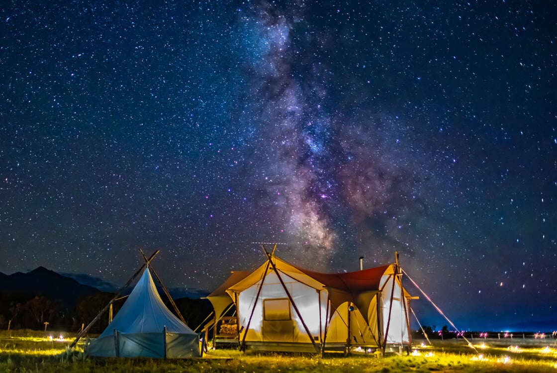Views of the milkyway at Under Canvas North yellowstone