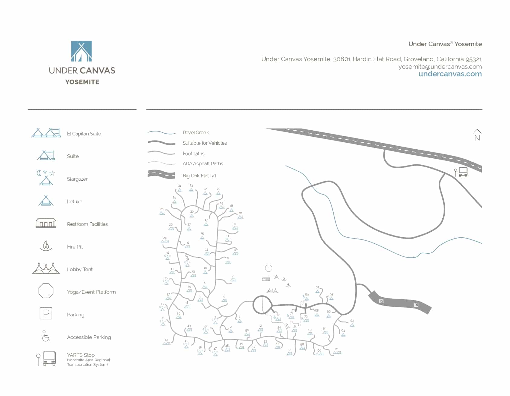 Under Canvas Yosemite Camp Map