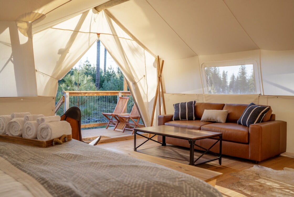 Suite tent at Under Canvas Yosemite.