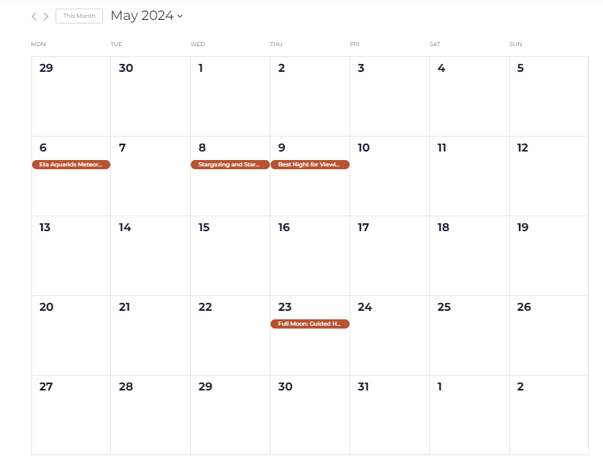 WOTN events calendar