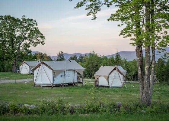 Two canvas tents at Under Canvas White Mountains
