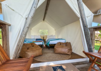 Kids tent at Under Canvas White Mountains.