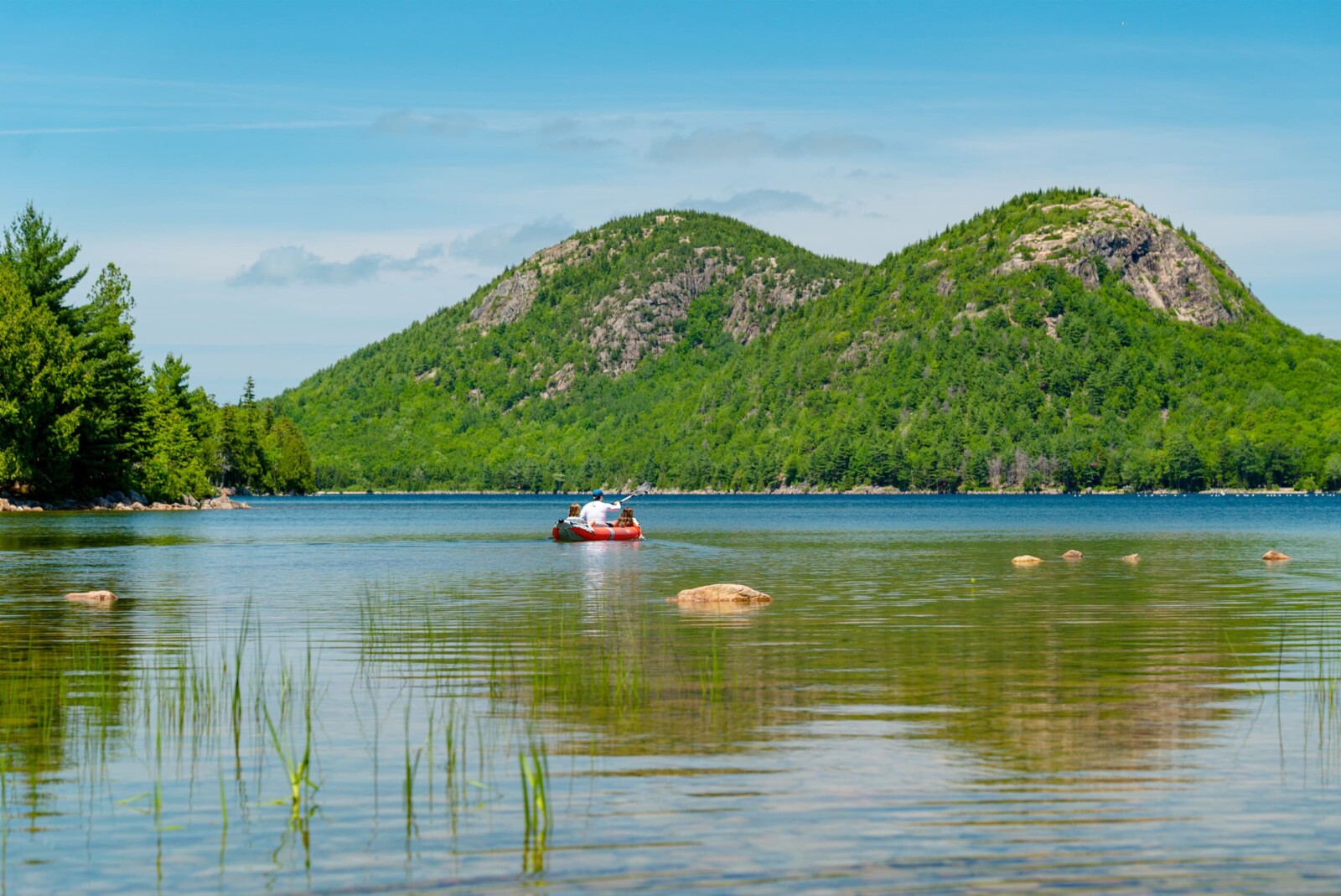 Kayaker on Jordan Pond in Acadia National Park
