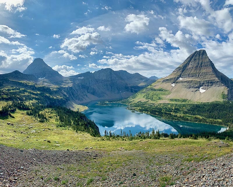 View of Hidden Lake from the Hidden Lake overlook.