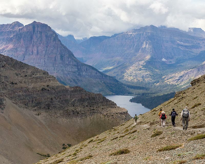 View of Highline trail in Glacier National park.
