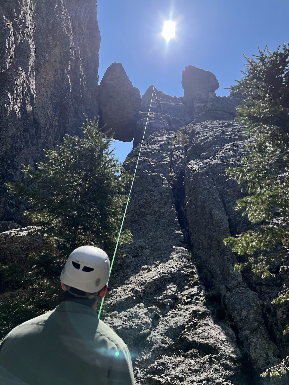 Person rock climbing in the Black Hills of South Dakota.