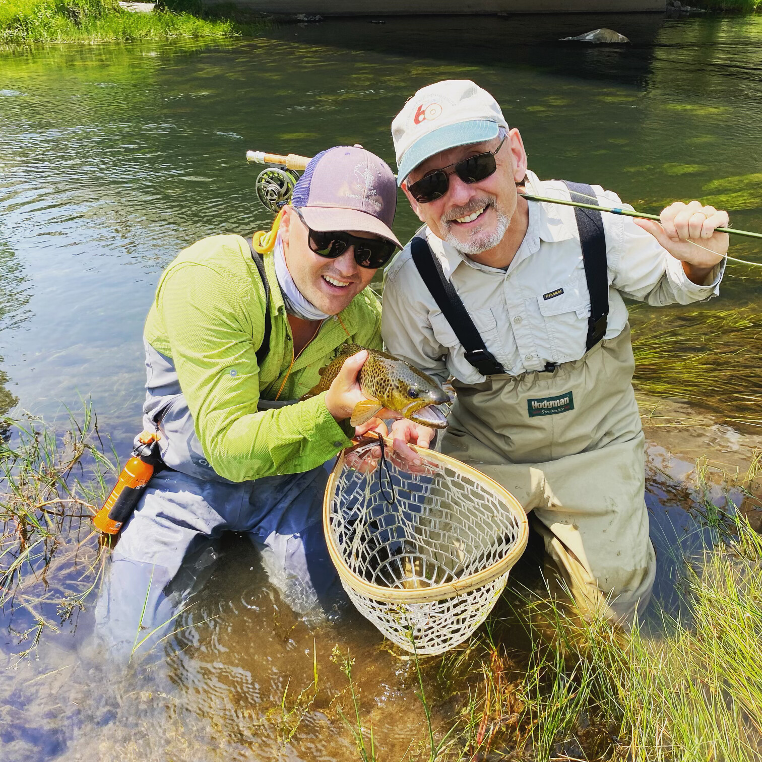 Two people fly fishing the Yellowstone River.