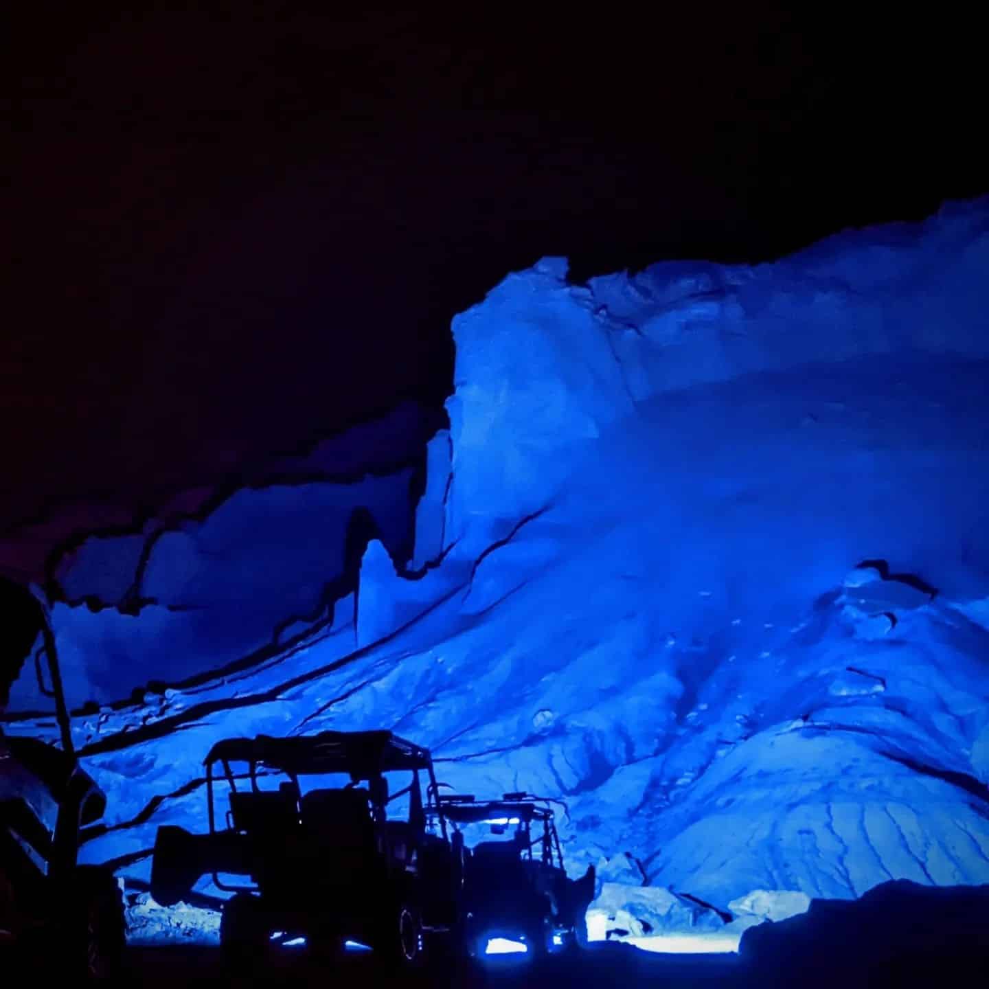 UTV tour at night lighting up parts of Grand Staircase.