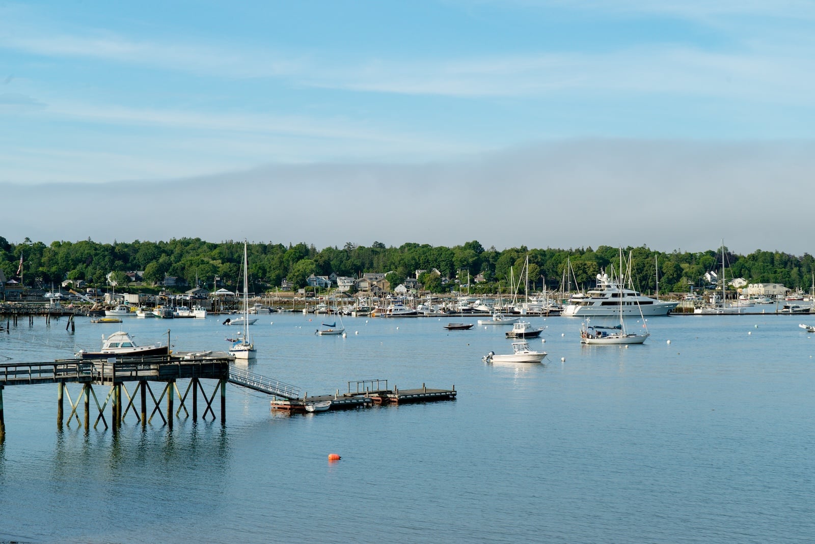 Fishing boats in a bay off Acadia National Park.