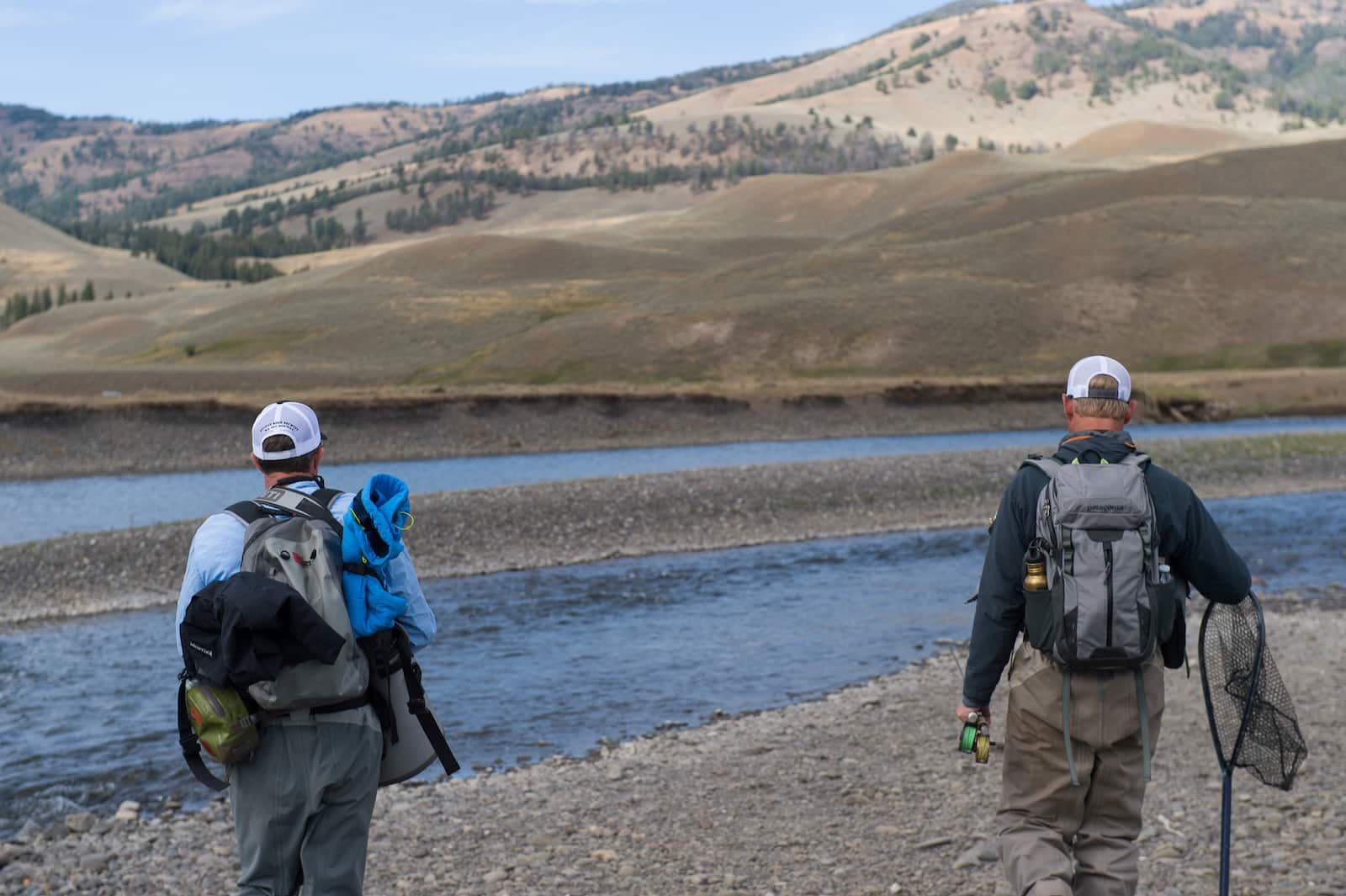 Two men fishing on the Yellowstone River.