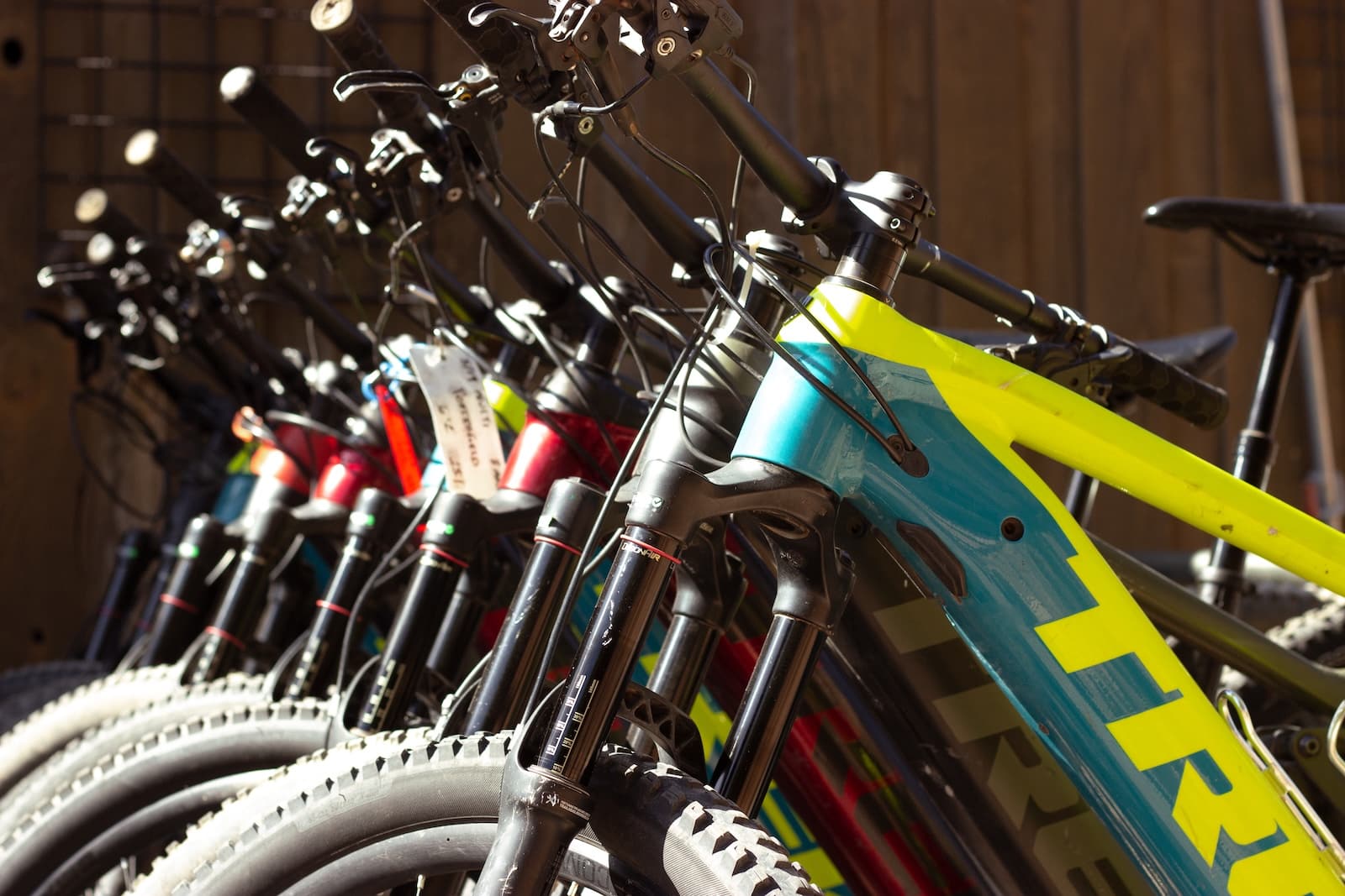 Mountain Bikes lined up.