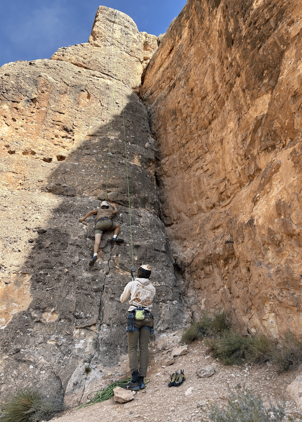 Person rock climbing in Buckskin climbing area.