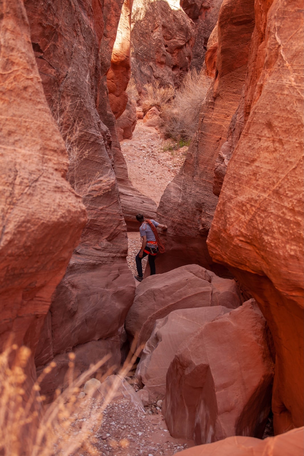 Canyoneering in a Lake Powell slot canyon.