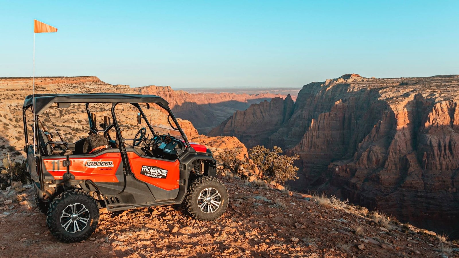 UTV looking over a canyon near Vermillion Cliffs.