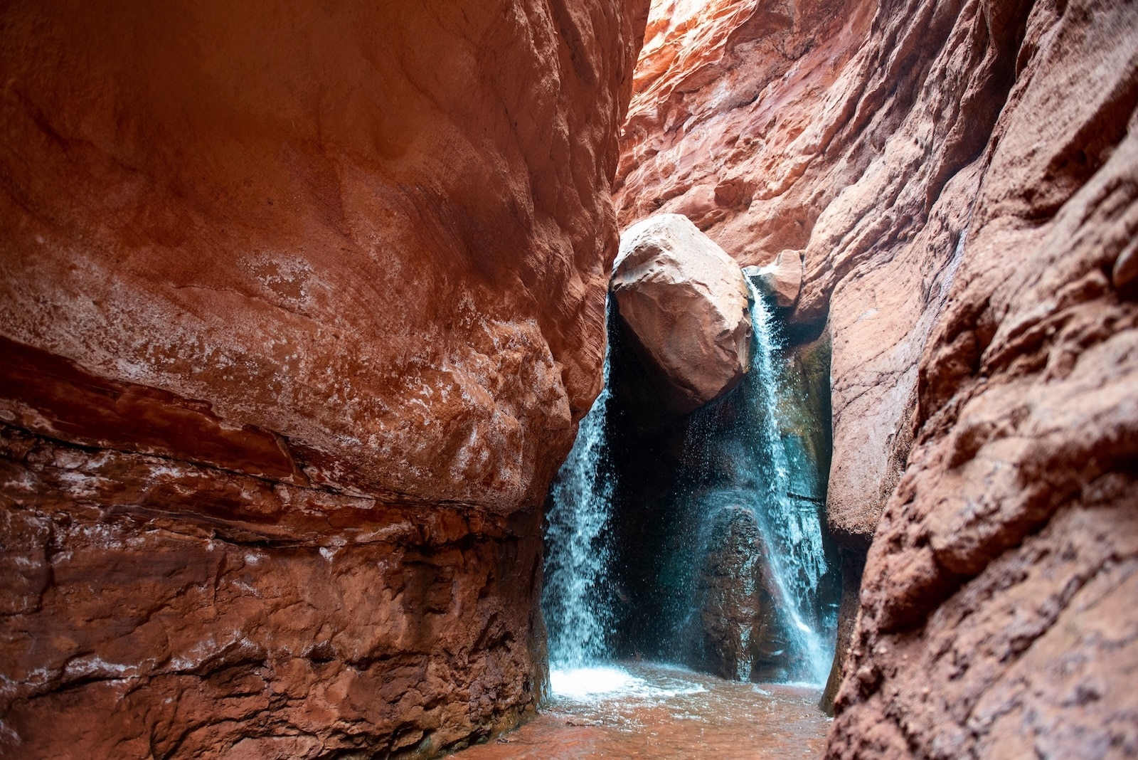 Waterfall in a slot canyon.