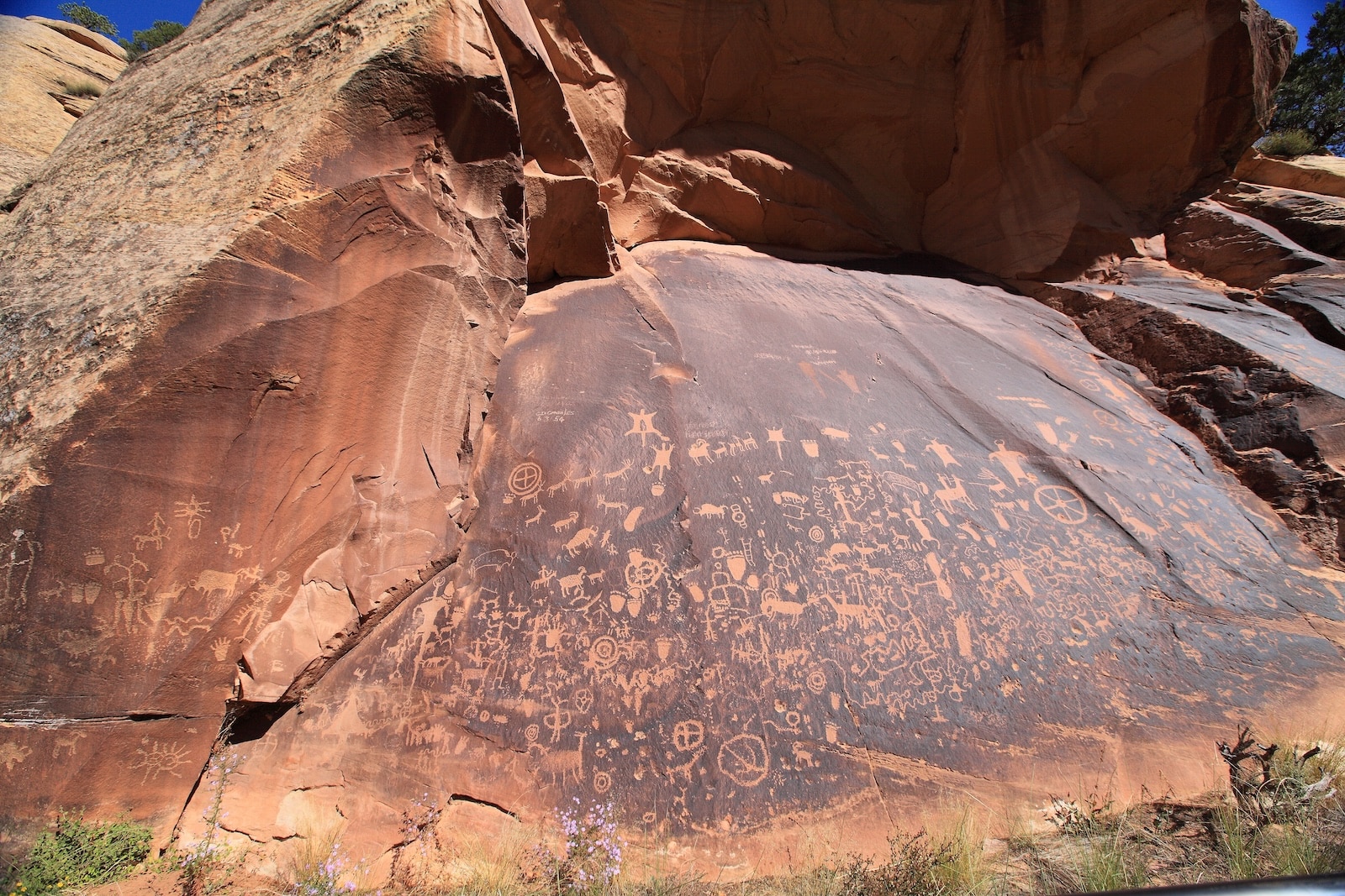 Petroglyphs on a rock in Moab.
