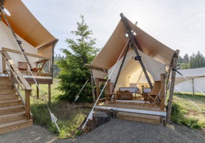 Exterior of kids tent at Under Canvas.