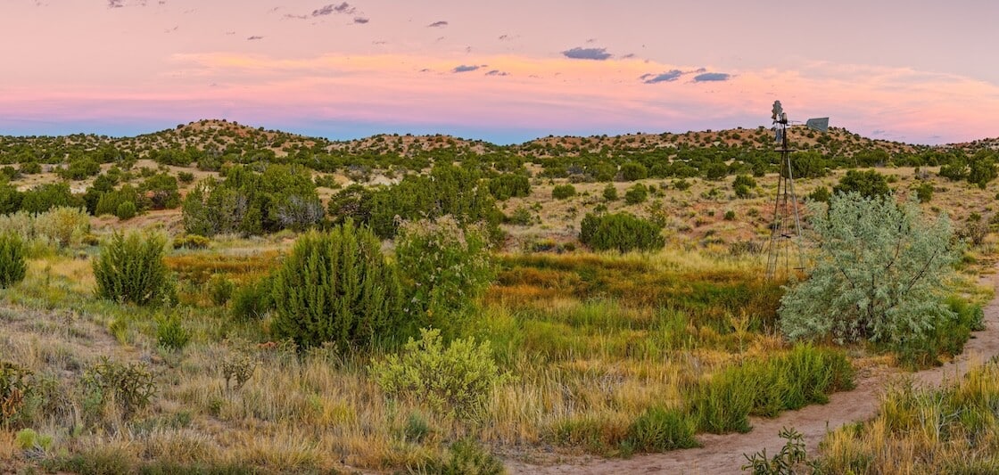 Dawn Panorama of Galisteo Basin Preserve in Lamy Santa Fe New Mexico Land of Enchantment
