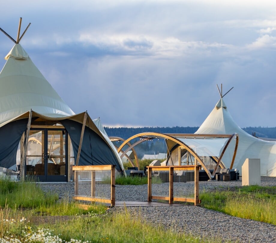 Lobby tent at Under Canvas West Yellowstone.