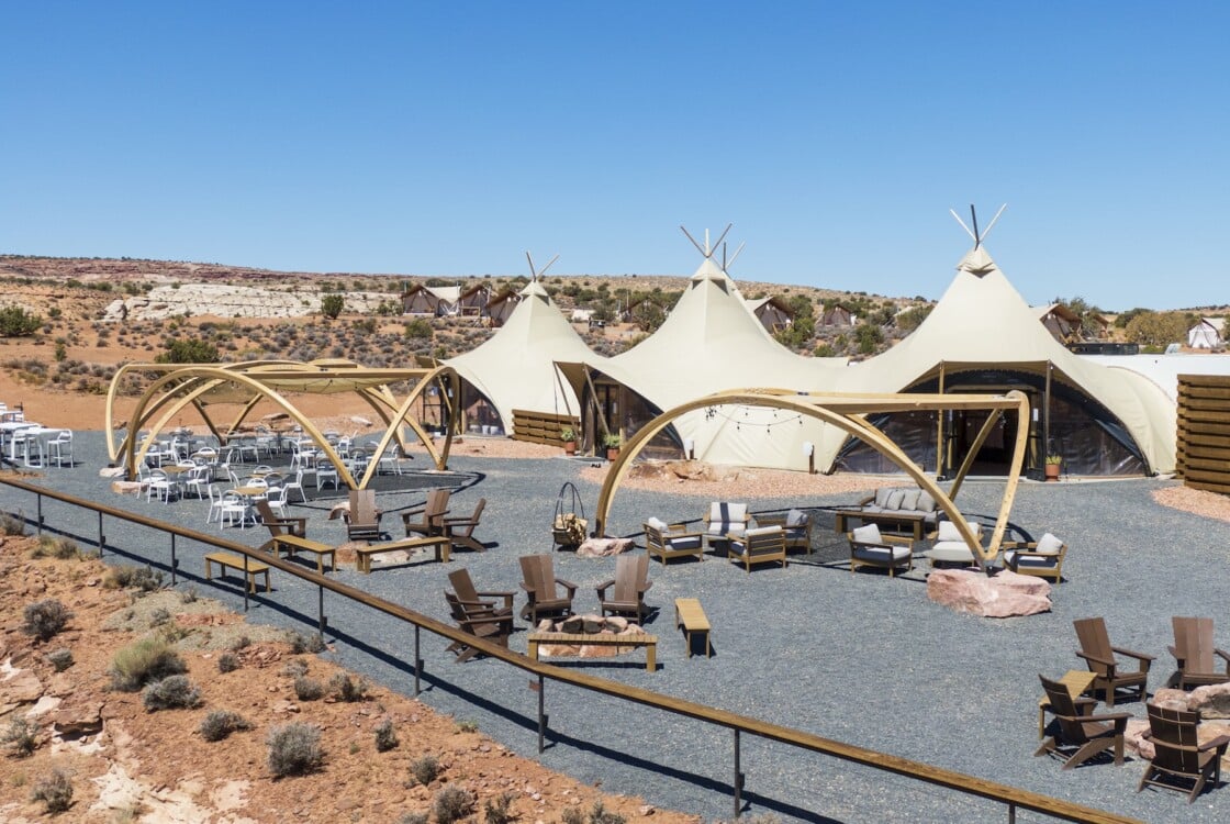 Lobby tent at Under Canvas Santa Fe.